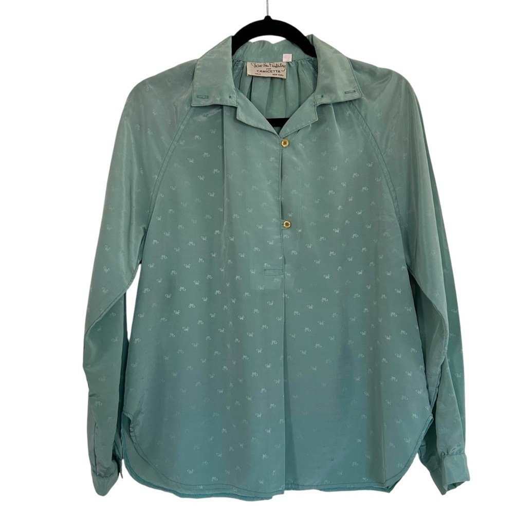Vintage Diane Von Furstenberg For Camicetta Signature Print Brocade Blouse Top 8
